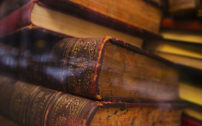 Stack of old, ornate books