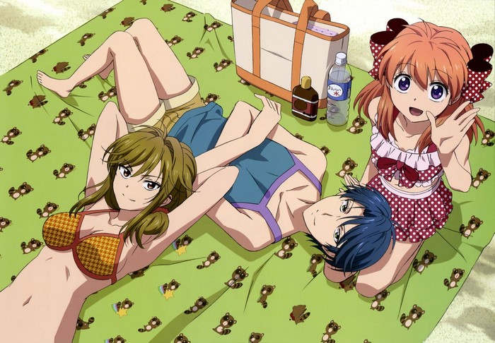 Gekkan Shoujo Nozaki-kun: Chiyo, Kashima, and Seo at the Beach