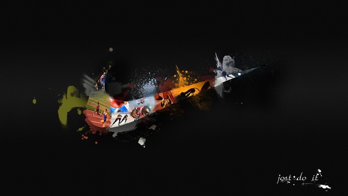 Nike logo with sports montage and "Just Do It"