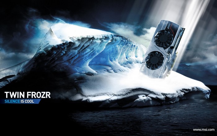 MSI Twin Frozr graphics card on an iceberg