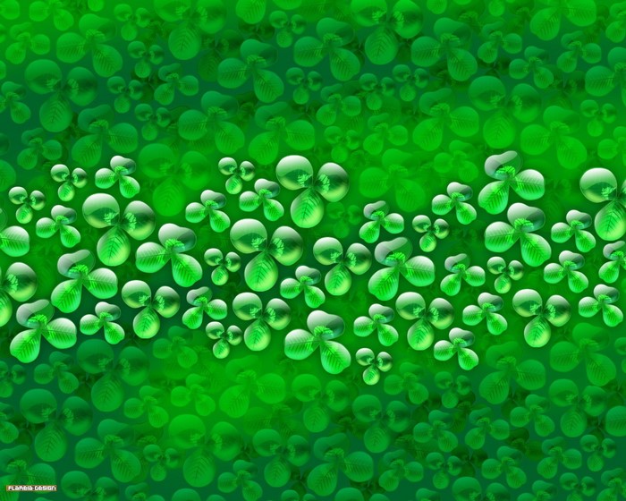 Green clover pattern with water drops