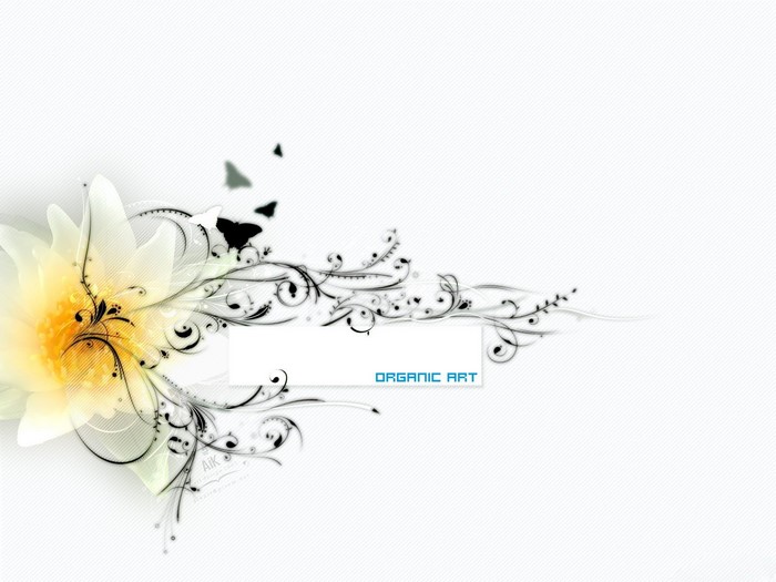 Organic Art floral design with butterflies