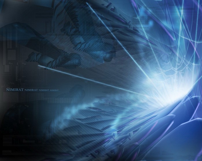 Abstract blue and purple digital art with light streaks