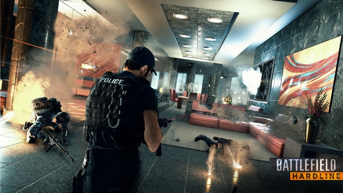 Battlefield Hardline screenshot of police officers in combat