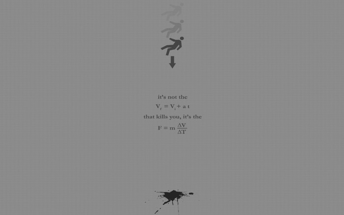 Physics equations and falling figure from Portal game