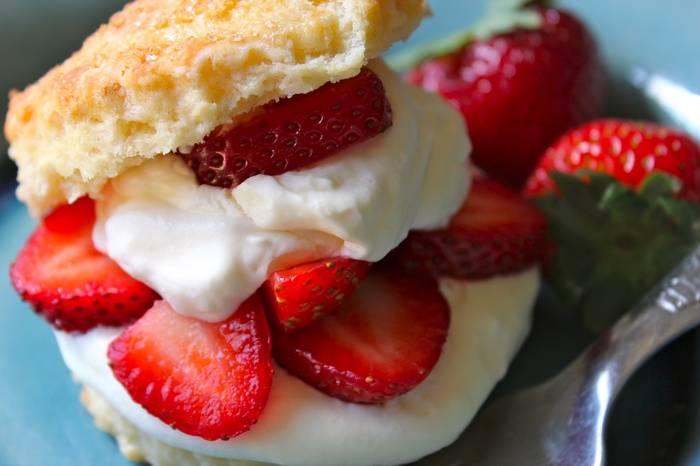 Strawberry Shortcake with Whipped Cream and Strawberries