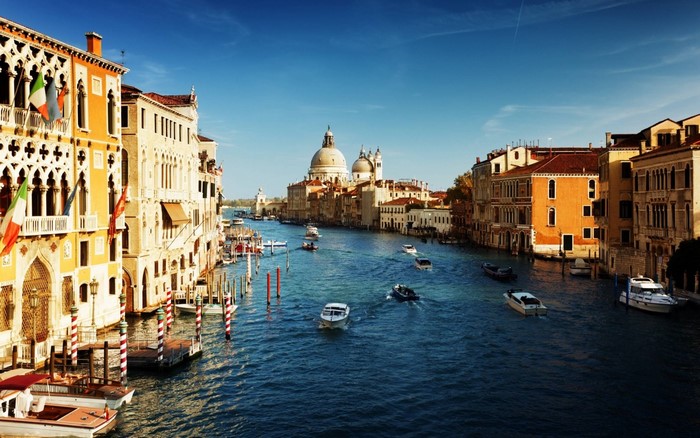 Venice Canal with Boats and Buildings