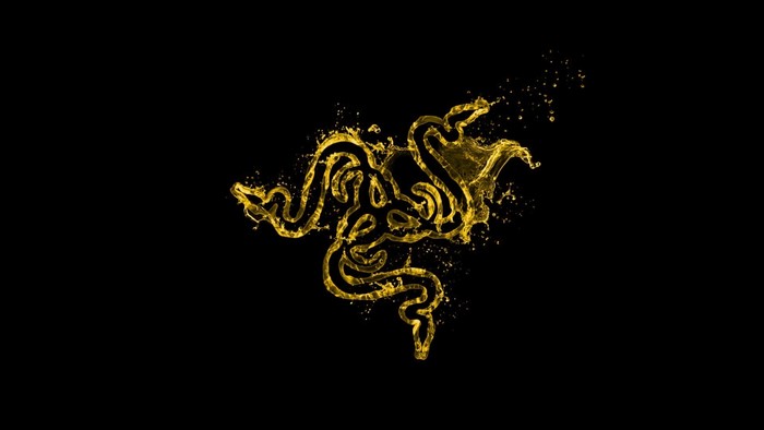 Razer logo made of gold liquid