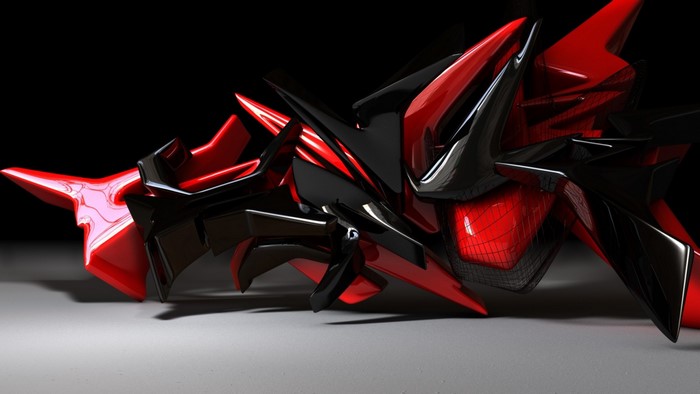 Abstract red and black 3D art