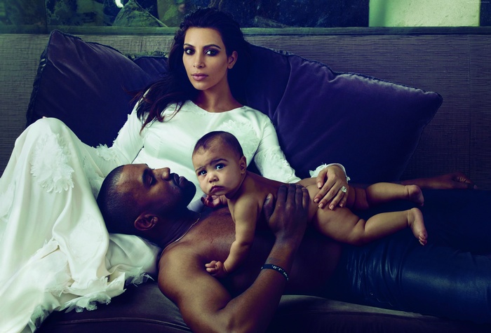 Kim Kardashian and Kanye West with North