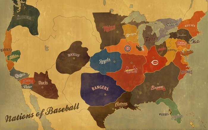 Nations of Baseball Map Illustration