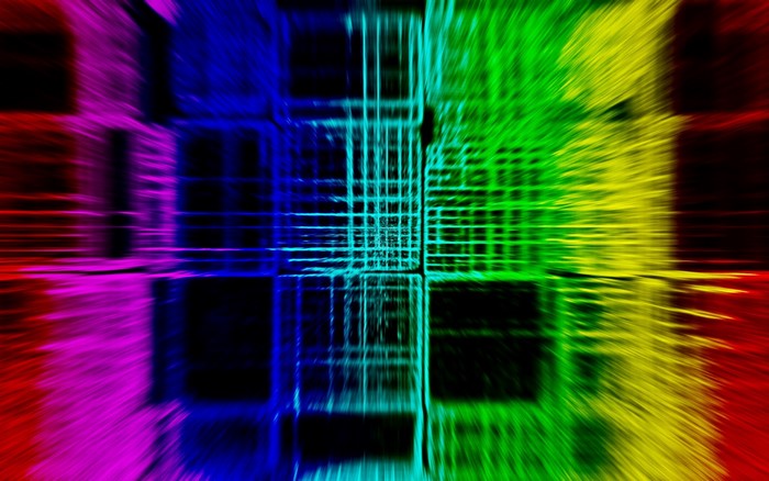 Abstract digital art with rainbow colors and grid pattern