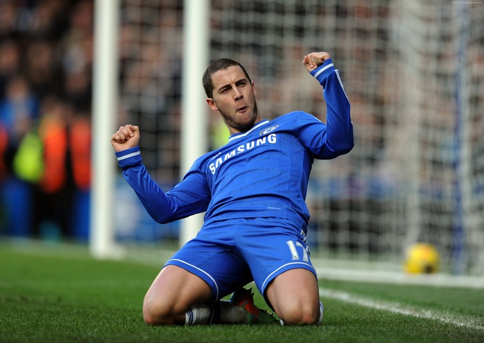 Eden Hazard celebrating a goal for Chelsea
