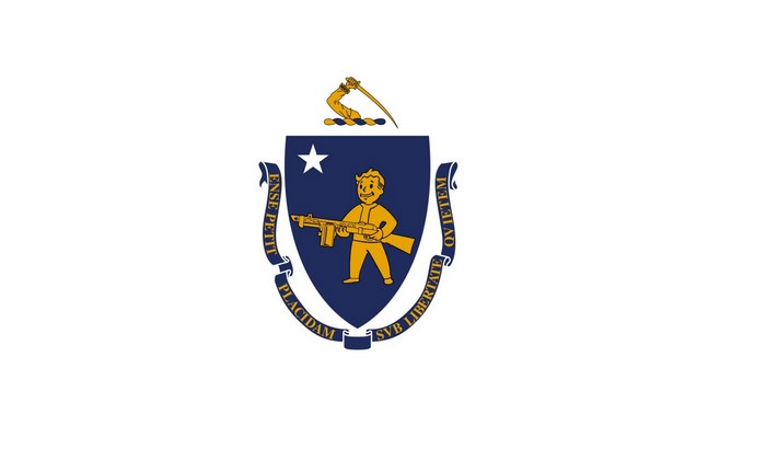Fallout Vault Boy Massachusetts Flag