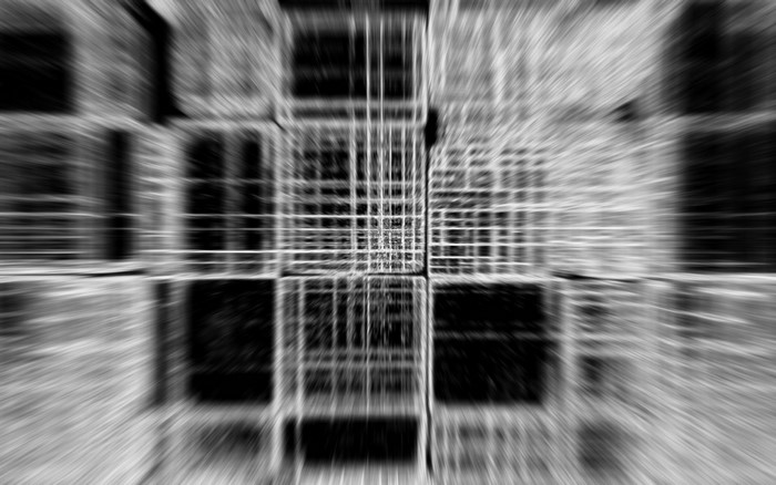 Abstract monochrome grid with radial blur effect