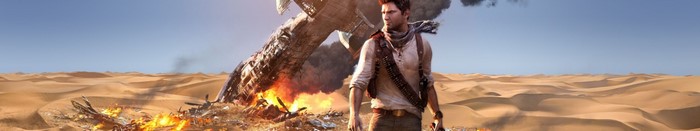 Nathan Drake from Uncharted 3: Drake's Deception in a desert