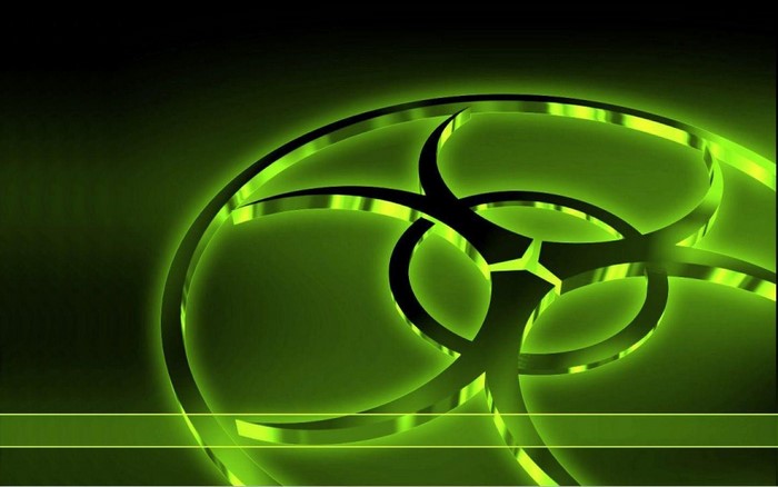 Biohazard symbol illustration with green glow