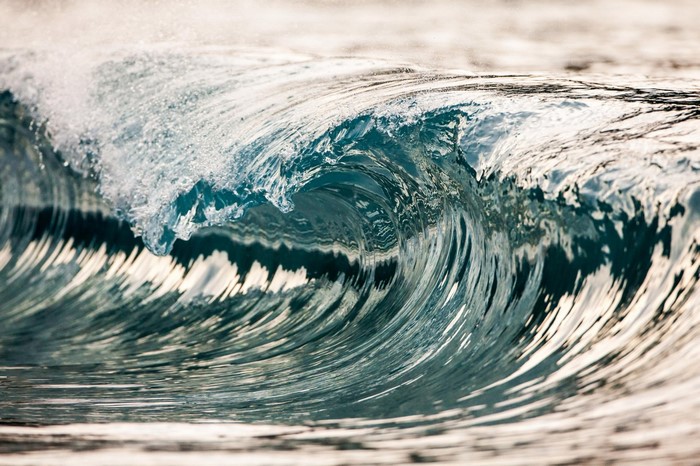 Close-up of a breaking ocean wave