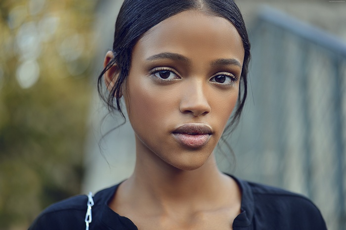 Aya Jones, model, close-up portrait