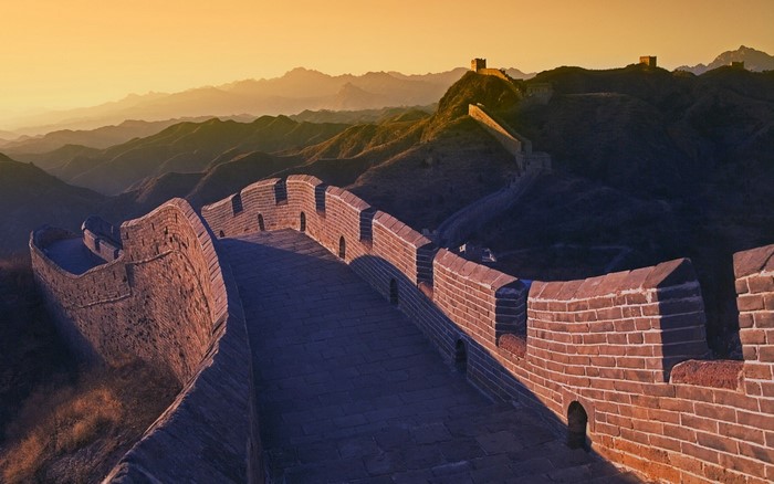 The Great Wall of China at sunset