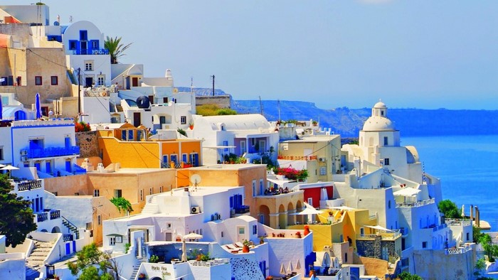 White buildings on a hillside in Greece