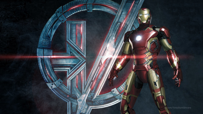 Iron Man and Avengers logo from Avengers: Age of Ultron