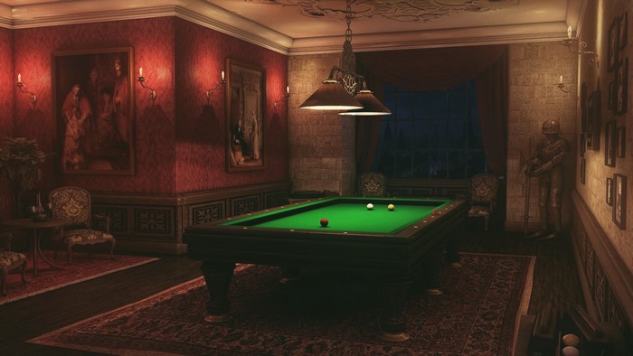 Cozy Vintage Billiard Room with Classic Pool Table