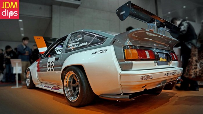 Toyota Corolla AE86 GTST with large rear wing