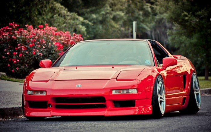 Red Acura NSX Sports Car with Stance Design