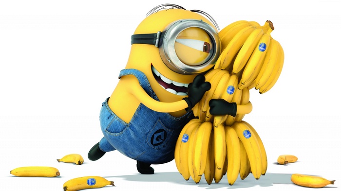 funny, cartoon, yellow, movie, 2015, Steve Coogan, white background, Bob, bananas, Kevin, Allison Janney, Minions