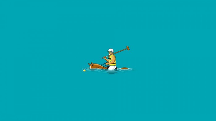 sports, illustration, water, minimalism, humor, horse, blue background ...