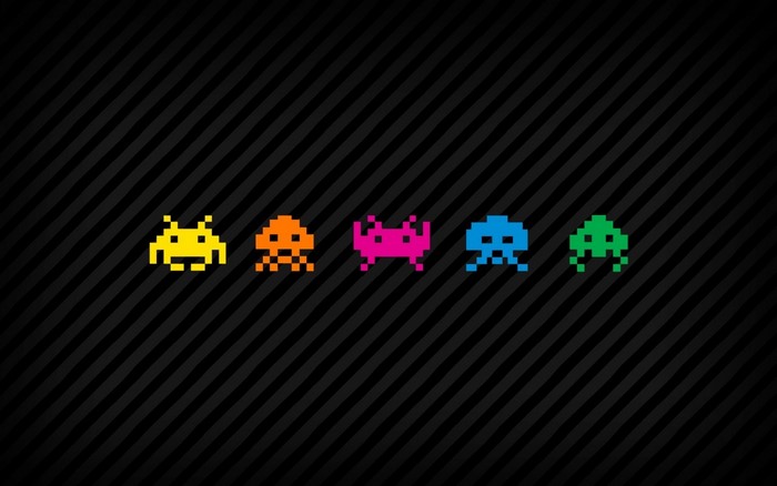 Colorful Space Invaders Pixel Art Aliens