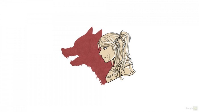 Illustration of a woman and a werewolf shadow