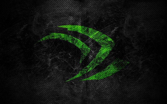 Nvidia logo on a scratched black background