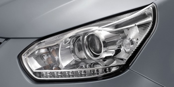 Close-up of a modern car headlight