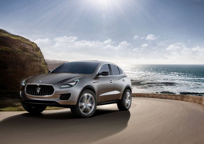 Maserati Levante SUV concept car on a coastal road