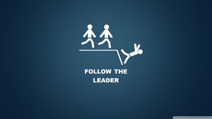 Follow the Leader stick figures illustration