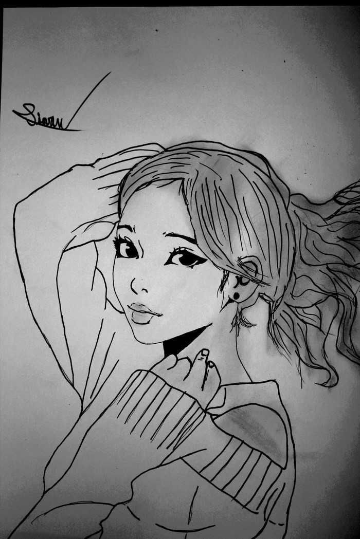 Drawing of a girl with a ponytail