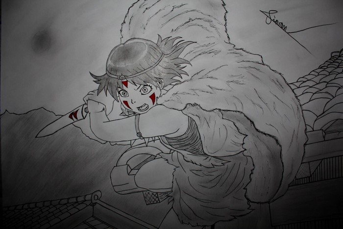 San from Princess Mononoke drawing