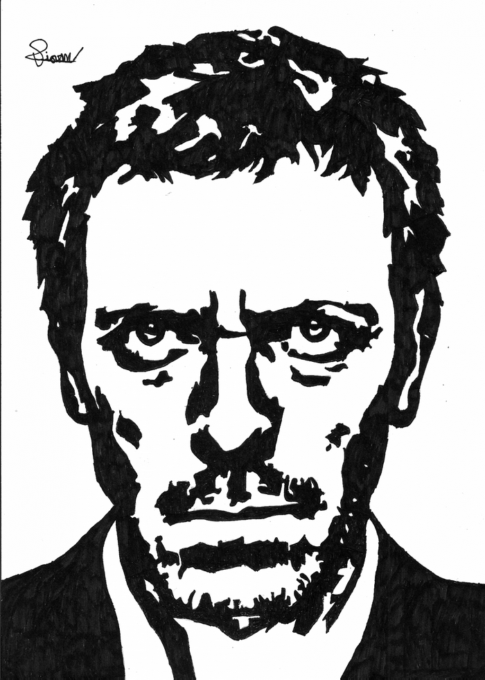 Drawing of Hugh Laurie as Dr. Gregory House