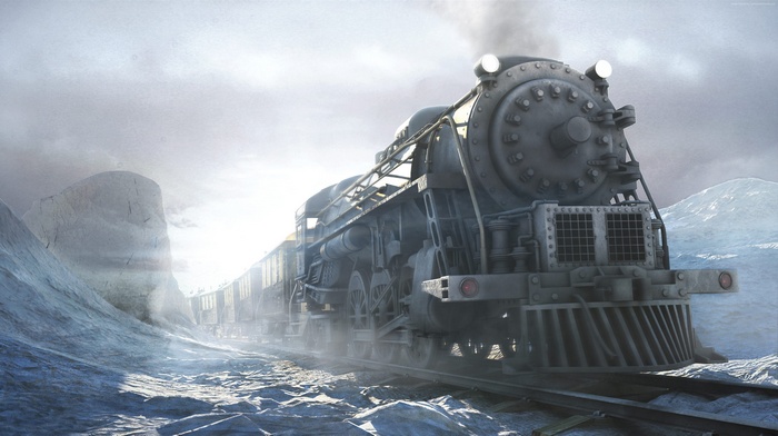 Train in a snowy landscape