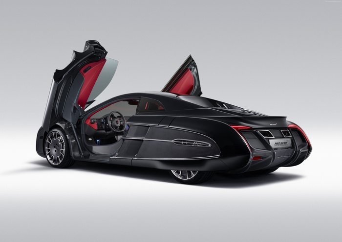 Black McLaren X-1 concept car with doors open