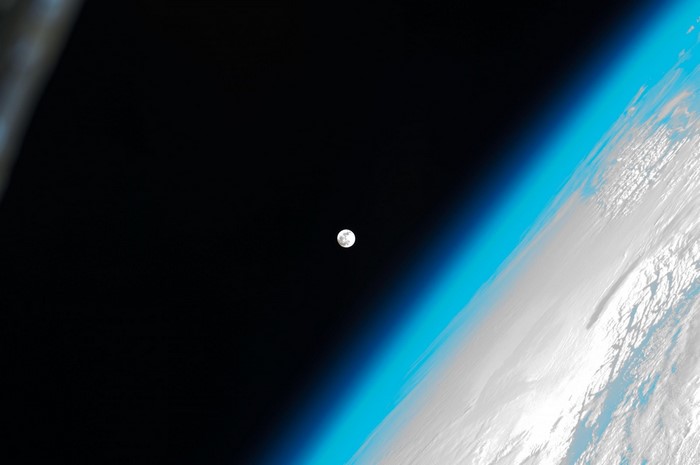 Earth's atmosphere and the Moon from space