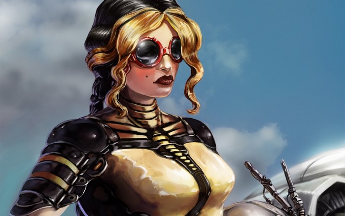 Woman with goggles and steampunk outfit