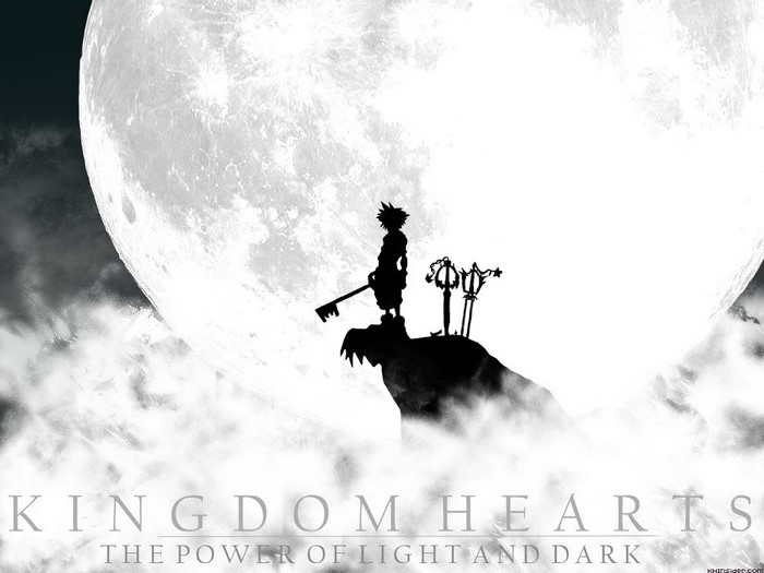 Sora from Kingdom Hearts with Keyblades and Moon