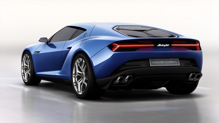 Blue Lamborghini Asterion LPI 910-4 rear view