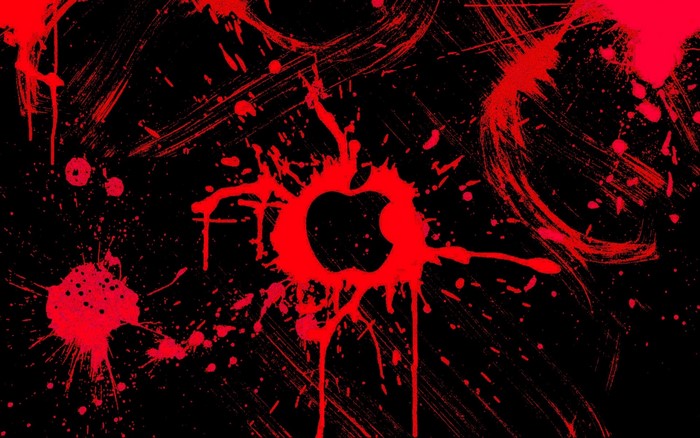 Red Apple Inc. logo with blood splatters