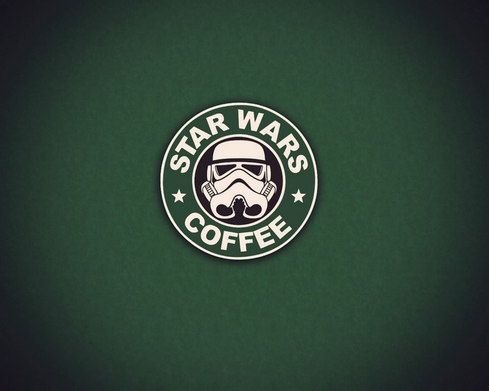 Star Wars Coffee logo with Stormtrooper helmet