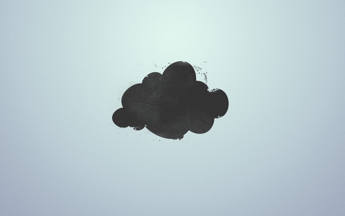 Black cloud silhouette on a light blue background