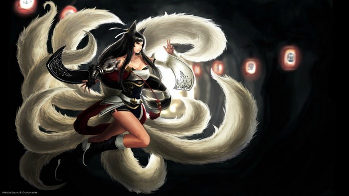 Ahri from League of Legends with nine tails